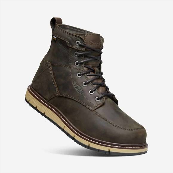 NEW KEEN men\'s san jose waterproof soft toe boot in cascade brown black main image 5